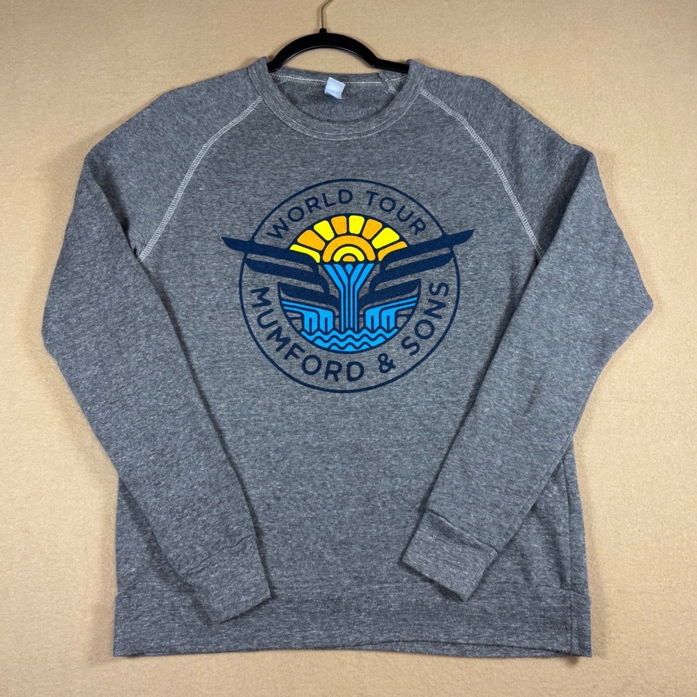 Mumford & Sons World Tour Sweatshirt Alternative Heather Gray Graphic Pullover M